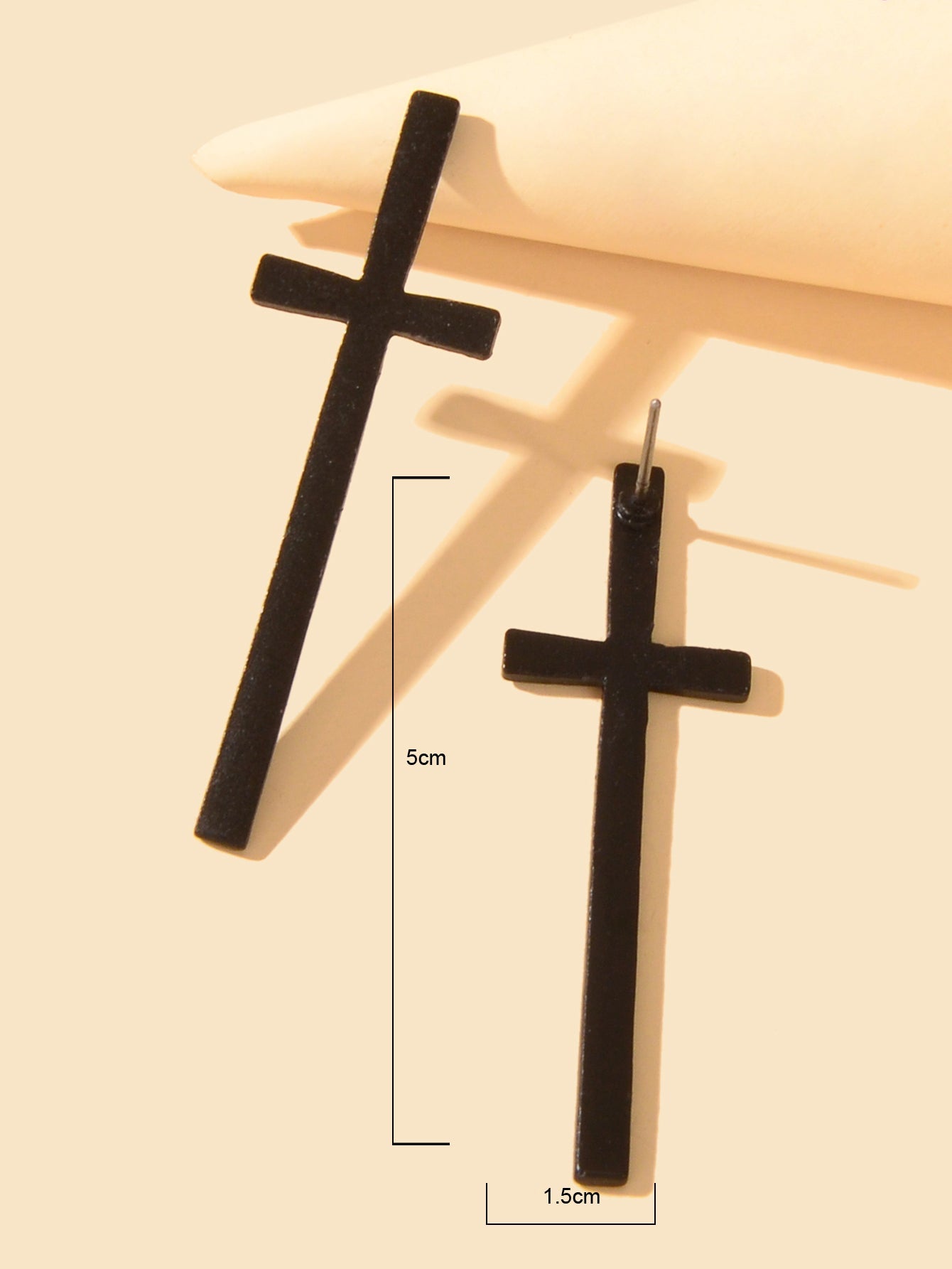 Cross Earrings Black Colour Drop Dangling Stud Girls Boys Party Gift Jewellery-2