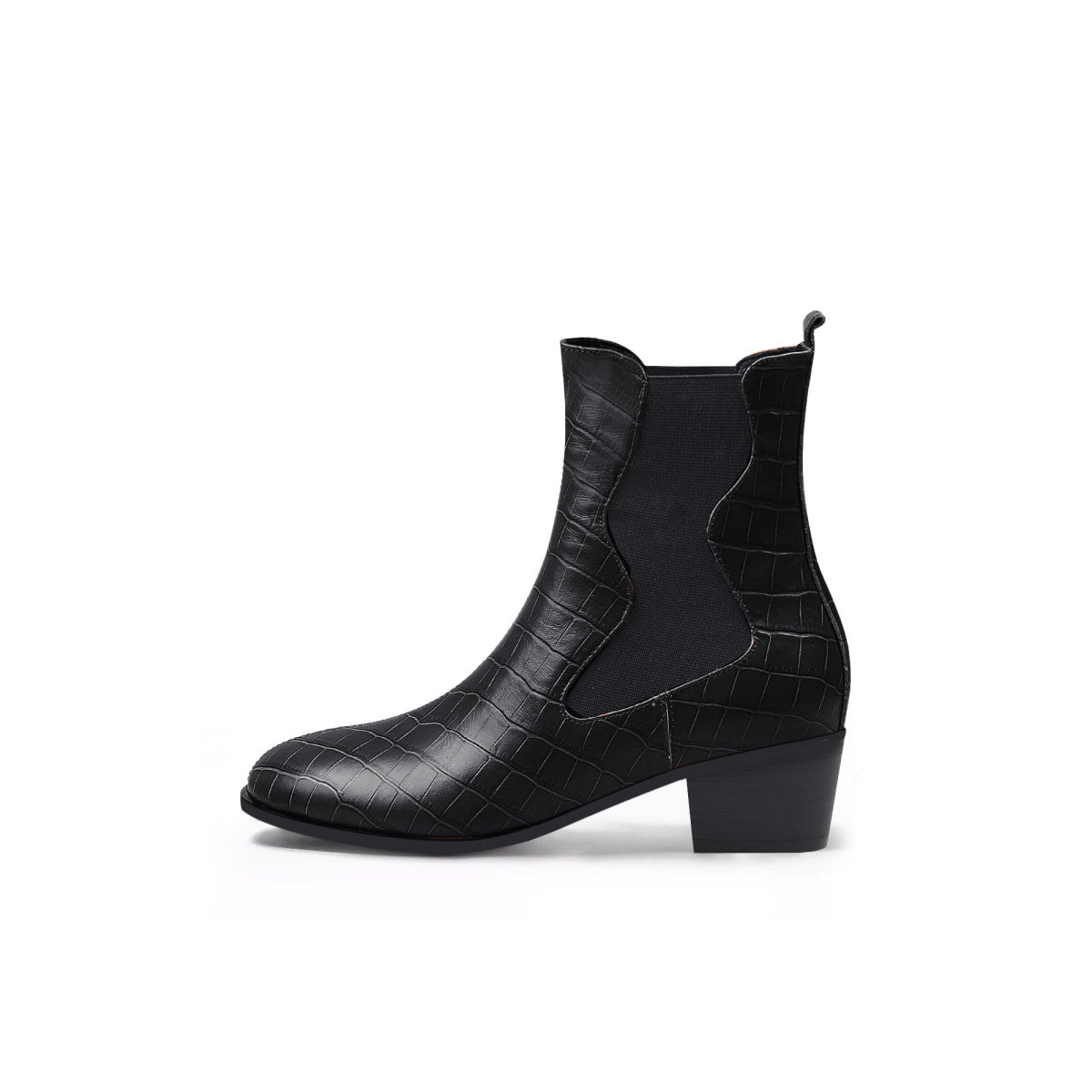 Faux Reptile Block Heel Boots-0