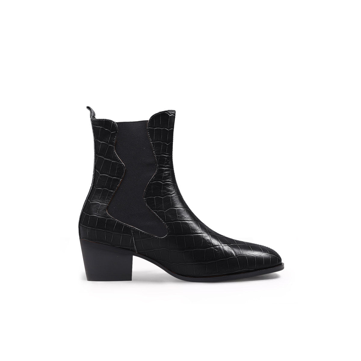 Faux Reptile Block Heel Boots-2
