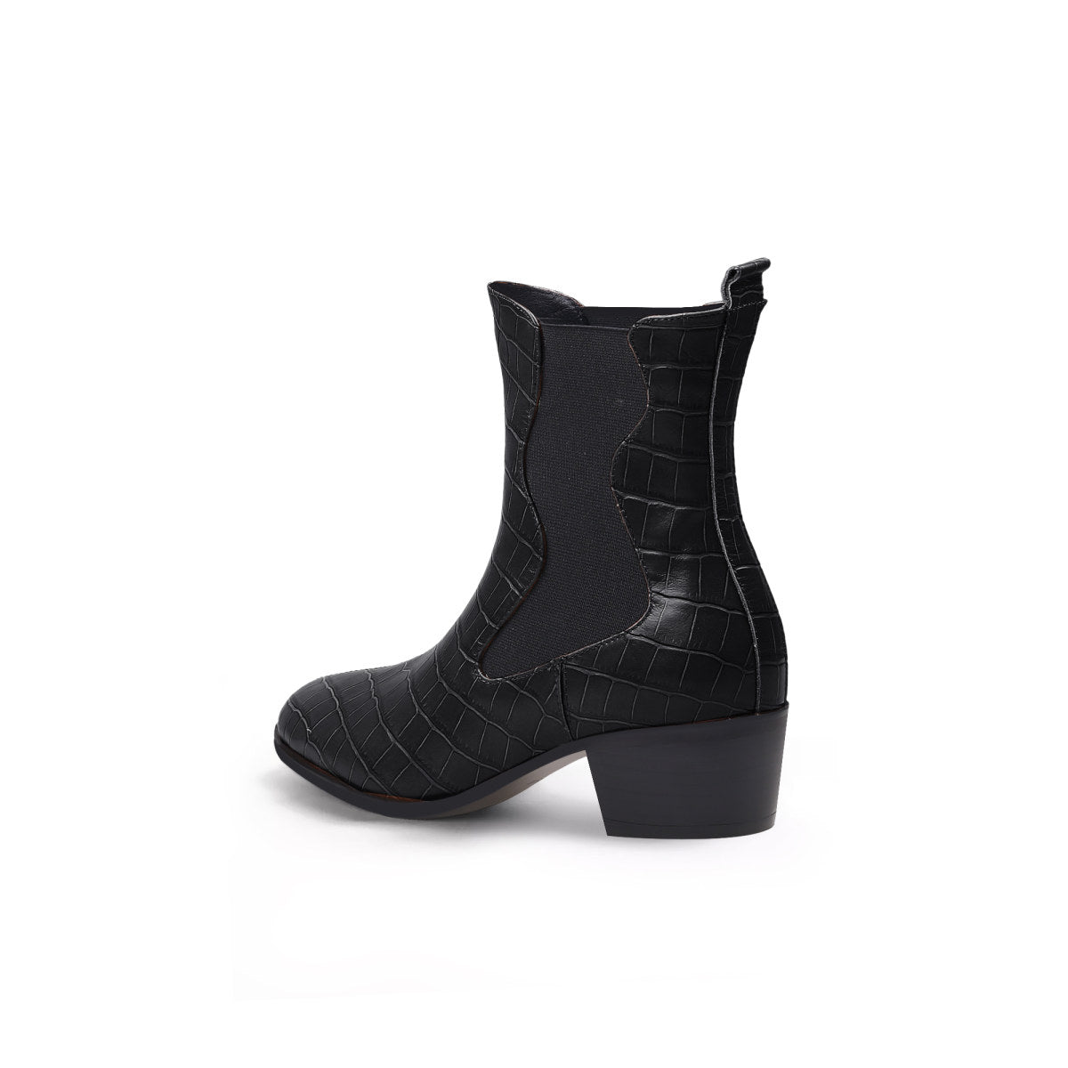 Faux Reptile Block Heel Boots-3