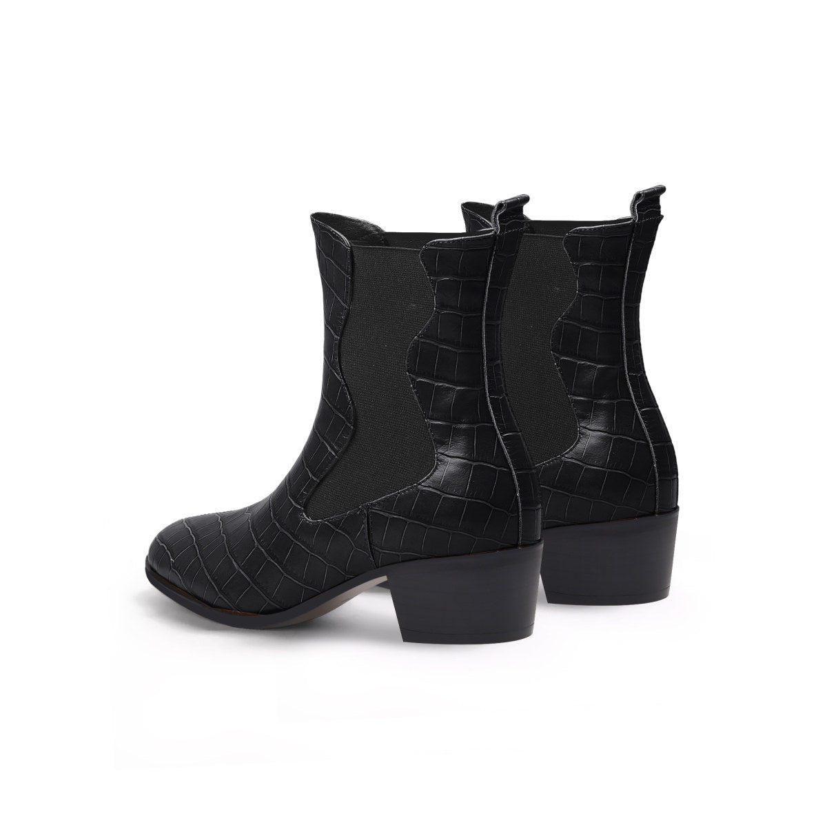 Faux Reptile Block Heel Boots-4