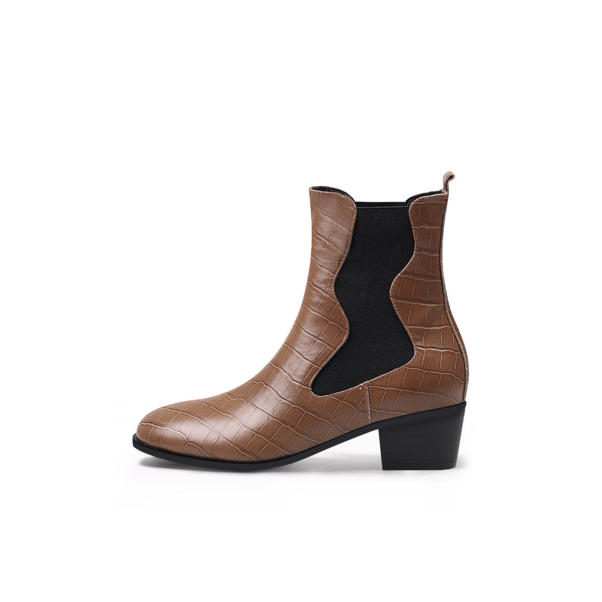 Faux Reptile Block Heel Boots-5